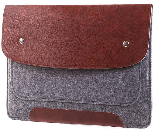 Конверт для MacBook Air/Pro 13 NEW Brown/Gray на кнопках, фото 3