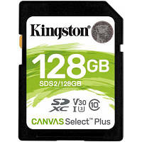 Карта памяти Kingston 128GB SDXC class 10 UHS-I U3 Canvas Select Plus (SDS2/128GB) - Вища Якість та Гарантія!