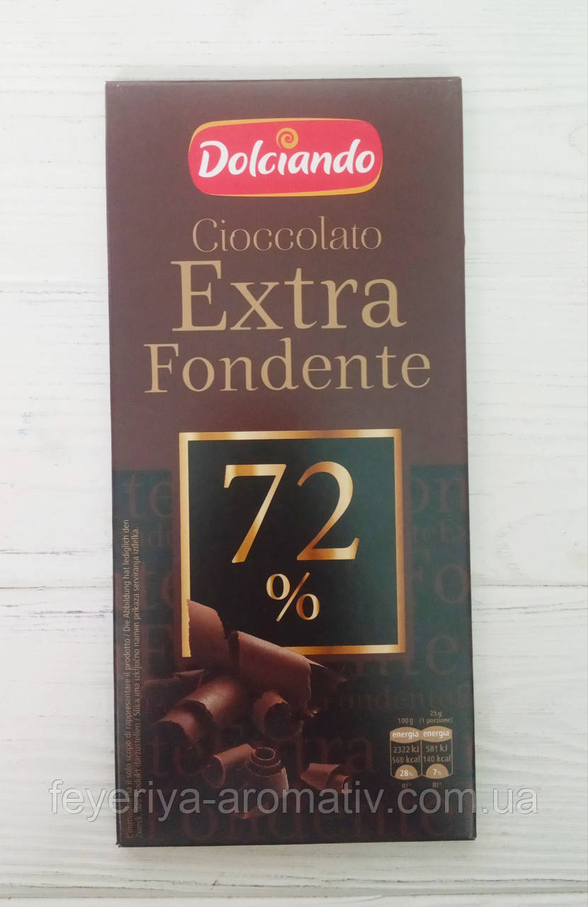 Чорний шоколад Dolciando Ciccolato Extra Fondente 72% kakao, 100 (Італія)