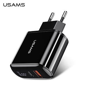 СЗУ USAMS T23 QC3.0 + PD3.0 + тестер  3A Type-C/USB port 18W