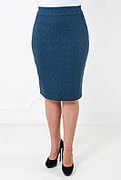 Классическая юбка-карандаш "Илона",ткань стрейч-жаккард, размеры 42,44,46,48 синий