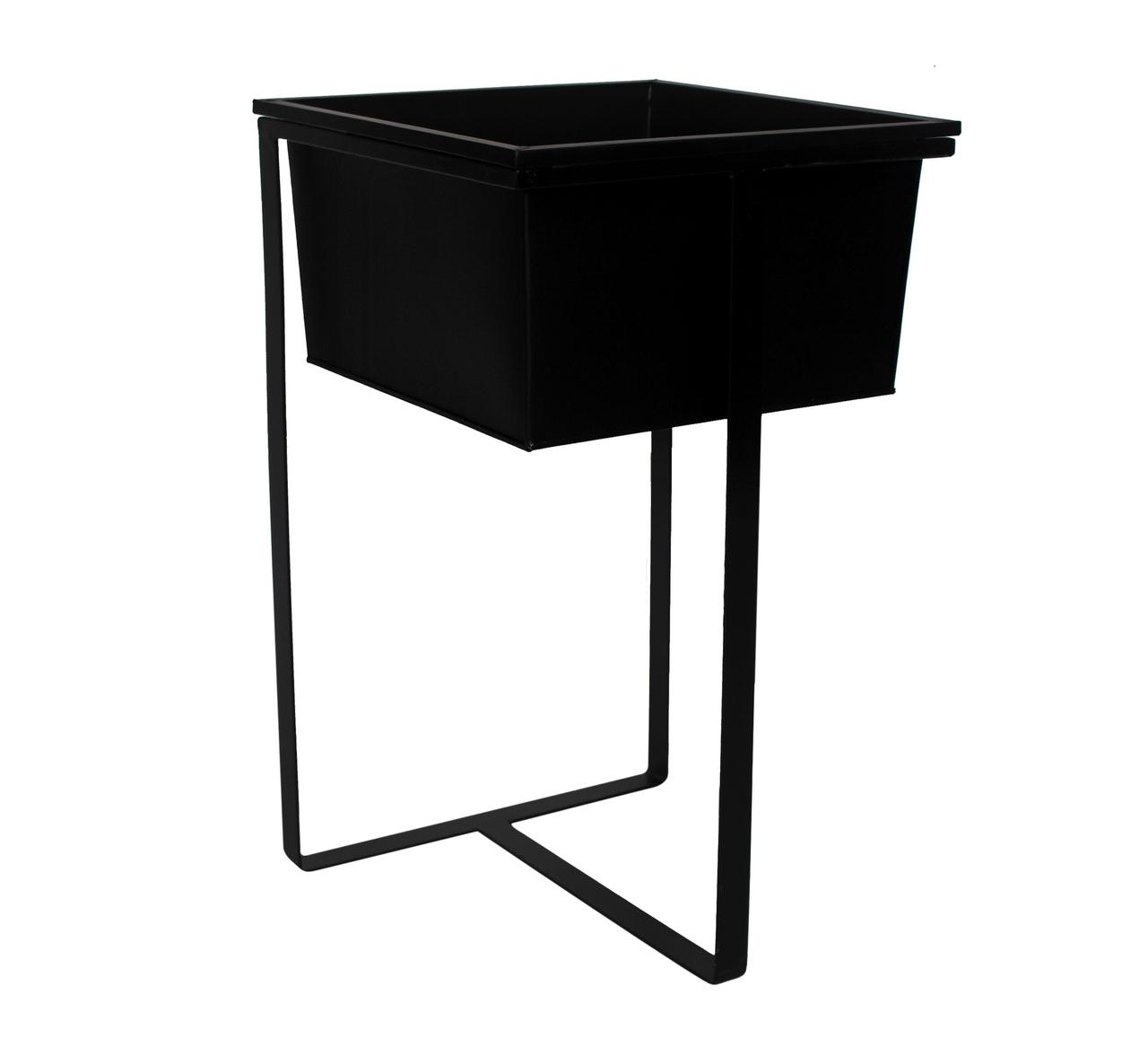 Кашпо декоративне на металевій підставці прямокутне Engard ME-01 чорний