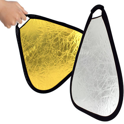 Фотовідбивач трикутний Alitek Reflector 2 в 1 Gold/Silver 60 см, фото 3