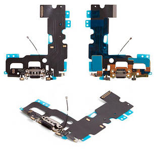 Шлейф для iPhone 7, коннектора навушників, коннектора зарядки, чорний