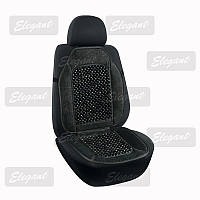 НАКИДКА ДЛЯ АВТОМОБИЛЬНОГО СИДЕНИЯ ELEGANT( 100 652 ) черная 47Х100 СМ(льняная,круглая косточка)