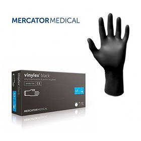 Рукавиці Вінілові Mercator Medical Vinylex Black Неопудрені (100 шт./пач.) Чорні