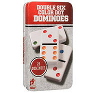 Настільна гра ДОМІНО | Double Six Color Dot | подарункова металева коробка, фото 3
