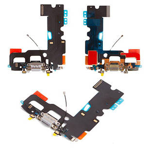 Шлейф для iPhone 7, коннектора навушників, коннектора зарядки, сірий