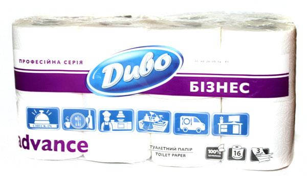 Туалетний папір Диво Аdvance 16 рулонів трехшаровий 150 відривів білий