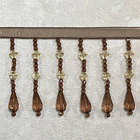 Бахрома для штор "Стеклярус" коричневий + золото