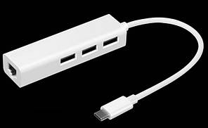 HUB Type-C на 3 USB + RJ45 мережева карта