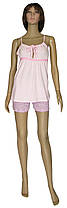 Піжама жіноча літня трикотажна, майка та шорти 19014 Arina котон Лілово-рожева