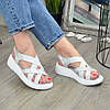 Босоніжки білі жіночі спортивного стилю, натуральна шкіра з тисненням пітон, фото 2