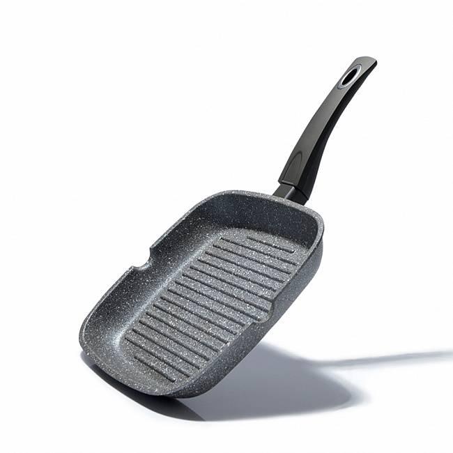 Квадратна сковорода-гриль "Grey Stone" 24х4см алюмінієва з антипригарним покриттям Platinum Fissman, фото 1