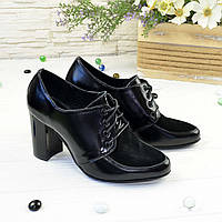 Жіночі класичні чорні туфлі на високих підборах, натуральна шкіра і замша