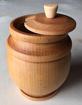 Дерев’яне барильце з ложкою 250 мл | для меду та сипучих продуктів | ручна робота