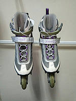 EX200501 Ролики Rollerblade 38,5=24,5см, женские, Италия, Почти новые 5-7 раз катаны, серые с бело-сиреневым.