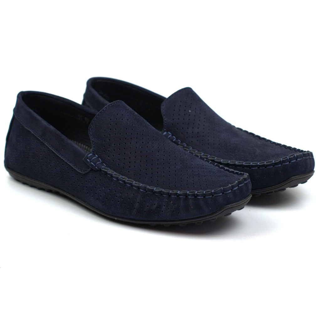 Мокасини чоловічі сині нубук перфорація літнє взуття великих розмірів Rosso Avangard BS M4 Perf Blu Sea, фото 1