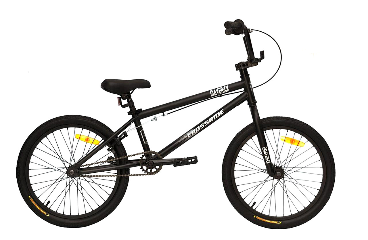 Трюковий велосипед Crossride MAVERICK BMX R20" з алюмінієвими ободами (Чорний)