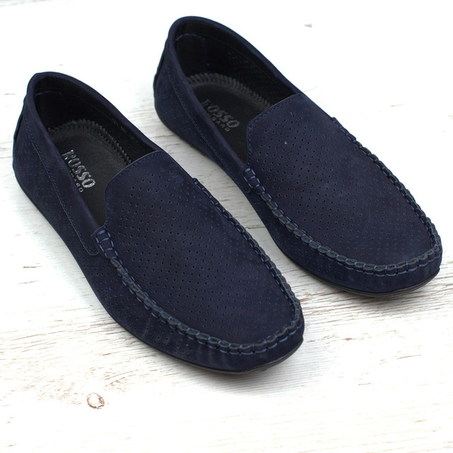 Rosso Avangard BS M4 Perf Blu Sea Мокасини чоловічі сині нубук перфорація літнє взуття великих розмірів Rosso Avangard BS M4 Perf Blu Sea