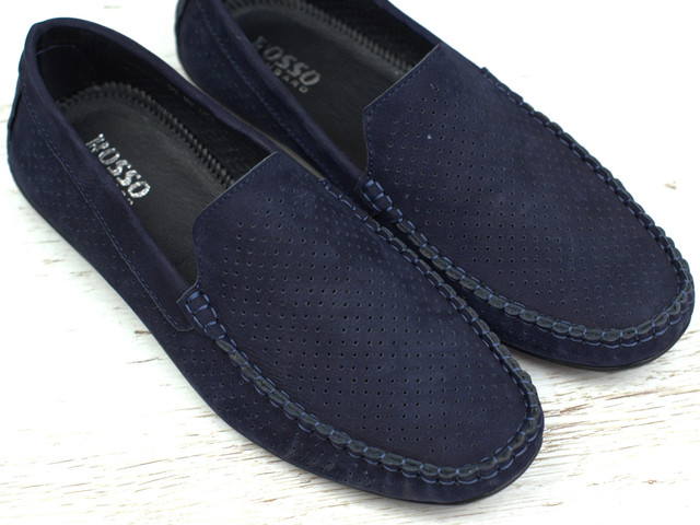 Rosso Avangard BS M4 Perf Blu Sea Мокасини чоловічі сині нубук перфорація літнє взуття великих розмірів Rosso Avangard BS M4 Perf Blu Sea