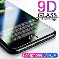 Защитное стекло 9D для Iphone X Чёрное Premium качество