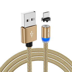 Магнітний кабель для заряджання USLION Micro USB (для андроїд)/USB 2 A з підсвіткою, 1 м Gold