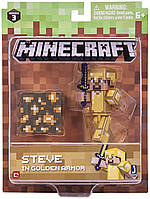 Стів у золотій броні фігурка Майнкрафт Minecraft Steve in Gold Armor pack оригінал