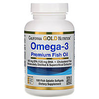 ОРИГИНАЛ!California Gold Nutrition Омега-3 Риб'ячий жир преміумкласу 100 капсул виробництва США