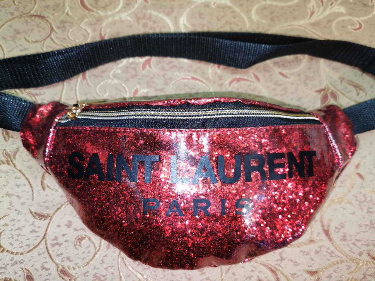 Сумка на пояс SAINT LAURENT Двошаровий (глітер +плівка) барсетки сумка жіночий пояс Бананка клатчі оптом