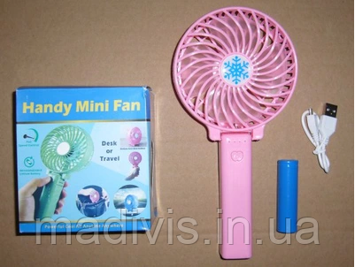 Вентилятор мини Handy Mini Fan, зарядка/питание USB, РОЗОВЫЙ - фото 3 - id-p1195882464