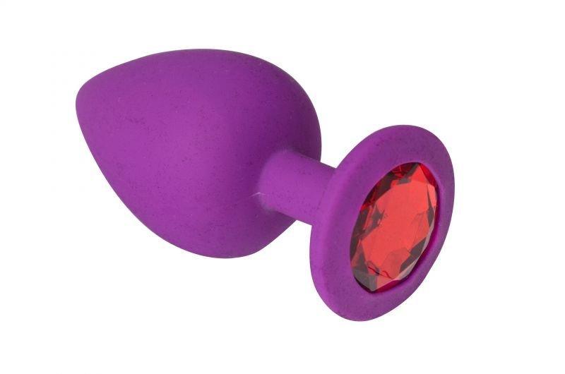 Силіконова Анальна пробка 35мм із кристалом Purple Silicone Ruby M