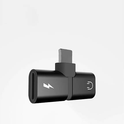 Перехідник розгалужувач на 2 Lightning порту (навушники та заряджання) для iPhone Alitek Metal Black, фото 1
