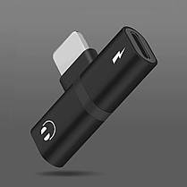 Перехідник розгалужувач на 2 Lightning порту (навушники та заряджання) для iPhone Alitek Metal Black, фото 4