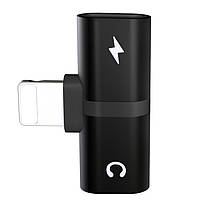 Перехідник розгалужувач на 2 Lightning порту (навушники та заряджання) для iPhone Alitek Metal Black, фото 3