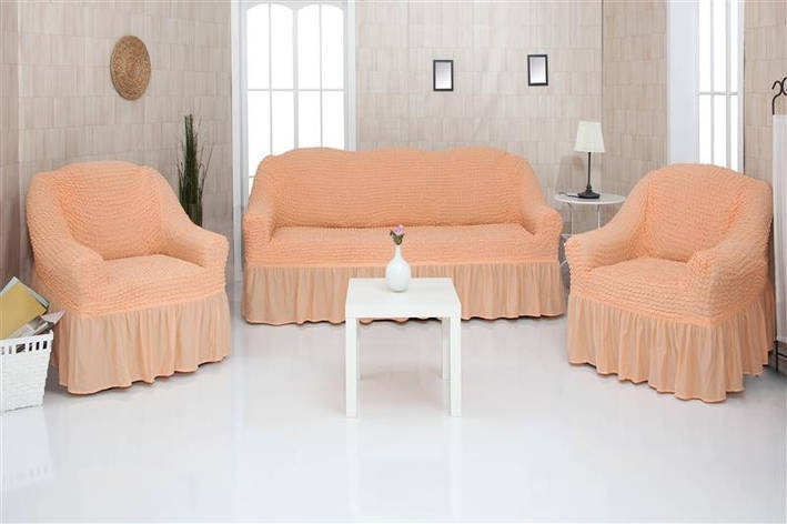 Чохол на диван і крісла персиковий Туреччина, фото 2