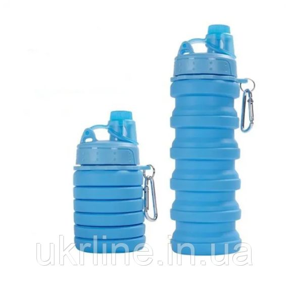 Складна силіконова пляшка з карабіном Portable Sport Water Bottle