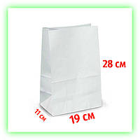 Пакет бумажный белый с дном 190х110х280 (50 шт/уп)