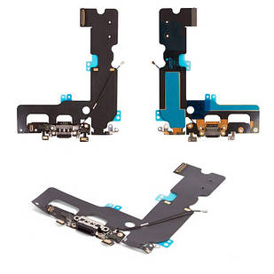 Шлейф для iPhone 7 Plus, коннектора навушників, коннектора зарядки, чорний, Original