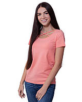 Персиковая летняя футболка женская (размеры XS-3XL)