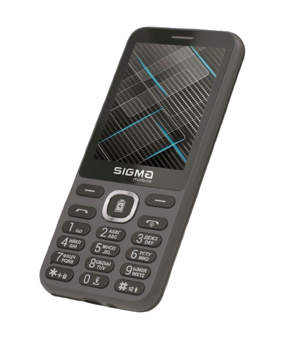 Телефон з потужною батареєю з великим екраном кнопковий Sigma Power сірий