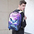 Міський стильний рюкзак шкільний водонепроникний підлітковий галактика (космос) з котом в окулярах, фото 8