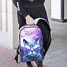 Міський стильний рюкзак шкільний водонепроникний підлітковий галактика (космос) з котом в окулярах, фото 9