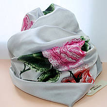 Ніжна шовкова шаль (шарф) "ТРОЯНДИ" (Ш180смхД92см)
