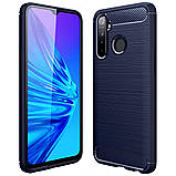 Чохол протиударний Slim Carbon Series для Realme 5 Pro, синій, карбоновий чохол реал мі 5 про, TPU, фото 5