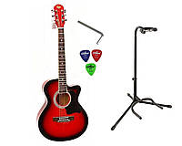 Набор акустическая гитара Bandes AG-851C RD 39+ стойка