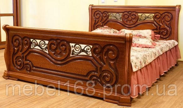 Деревяне ліжко Камелія з масиву дуба