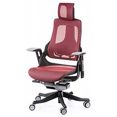 Комп'ютерне крісло WAU DEEPRED NETWORK до червоної тканини з підголовником, газліфт, Tilt tension і Tilt Lock