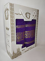 Подарунковий набір махрових турецьких рушників Фіолетовий Versace Банне 70*140 + Лицьова 50*90