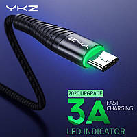 Кабель для зарядки телефона смартфона QC3.0 YКZ USB - Type-C LED подсветкой 1м. Зарядный провод шнур SV54B